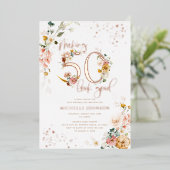 50-look Good Floral Roos Gold Folie Uitnodiging (Staand Voorkant)