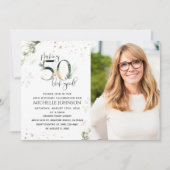 50-look Good Gold Photo Birthday Invitation (Voorkant)