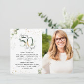50-look Good Gold Photo Birthday Invitation (Staand voorkant)