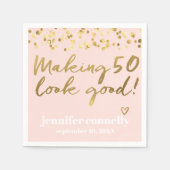 50-look Good Gold Script Confetti Roze maken Servet (Voorkant)