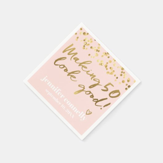 50-look Good Gold Script Confetti Roze maken Servet (Hoek)