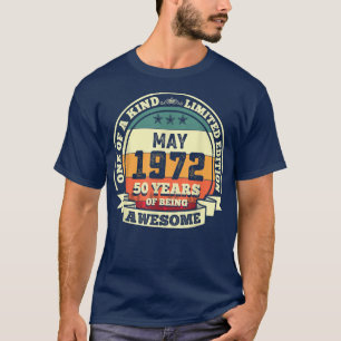 50 mei 1972 50e verjaardag met een leeftijd van 50 t-shirt