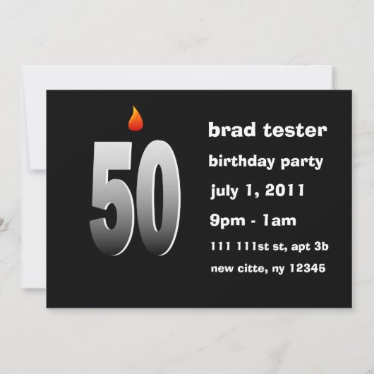 50 met vlam, grote uitnodiging van vijf tot zes uu (Achterkant)