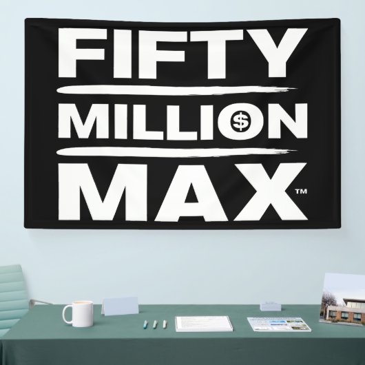 50 miljoen Max™ witte Logo 4" x 6" banner (Beurs)
