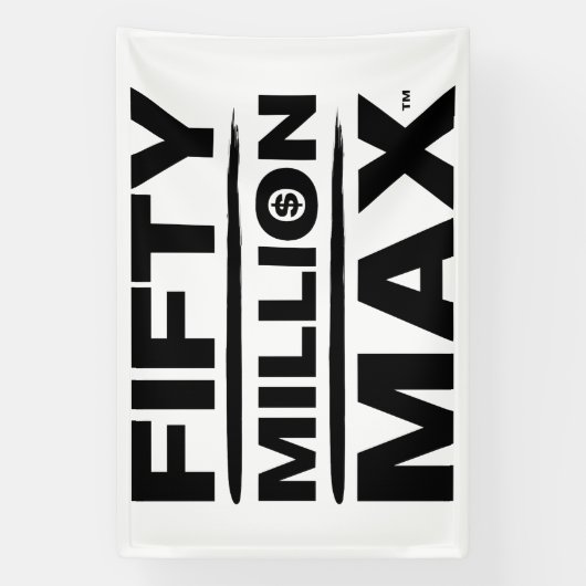50 miljoen Max™ witte Logo 4" x 6" banner (Verticaal)