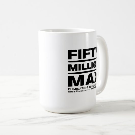 50 miljoen Max™ Zwart Logo Grote Classic Mok (Voorkant rechts)