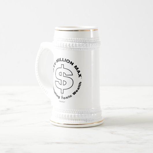 50 Miljoen Max™ Zwart Logo Wit Stein Mok (Voorkant links)