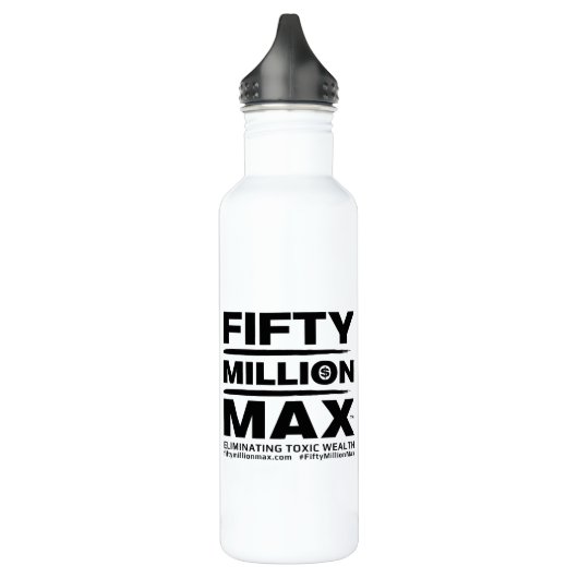 50 miljoen Max™ zwarte Logo stalen waterfles (Links)
