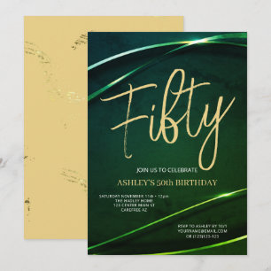 50 Moderne Gold Green 50th Birthday Uitnodiging