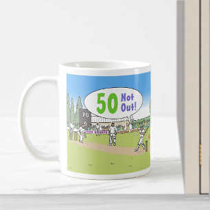 50 Niet uit Cricket Theme. 50ste verjaardag Koffiemok