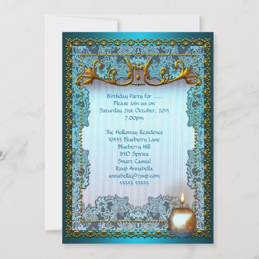 50 Nog steeds gloeiend Blauwgroen gouden gloed op Kaart (Achterkant)