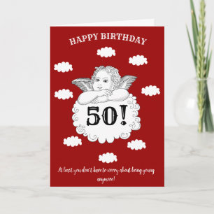 50 Not Young Red Cheeky Cherub grappig 50ste verja Kaart