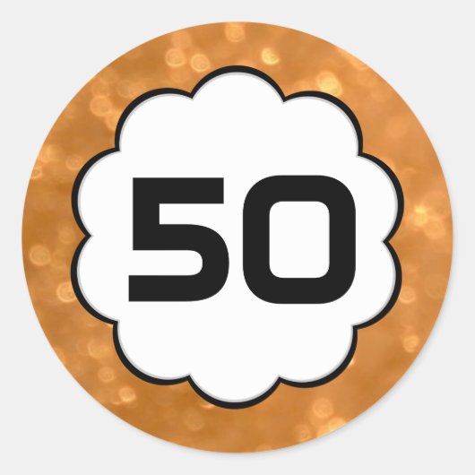 50 - Nummers gouden ronde Sticker (Voorkant)