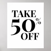 50% Off Sale Sign, Black and White Sale Poster (Voorkant)