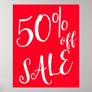 50% Off Sale Sign, Red Boutique Sale Sign, Detailh Poster