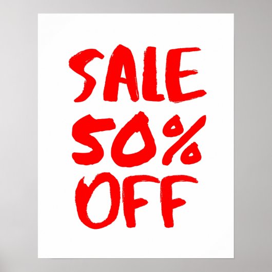50% Off Sale teken, Rode Retail Store Signage, Gro Poster (Voorkant)