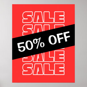 50% Off Sale Teken, Winkel Signage, Rood Verkoop Poster