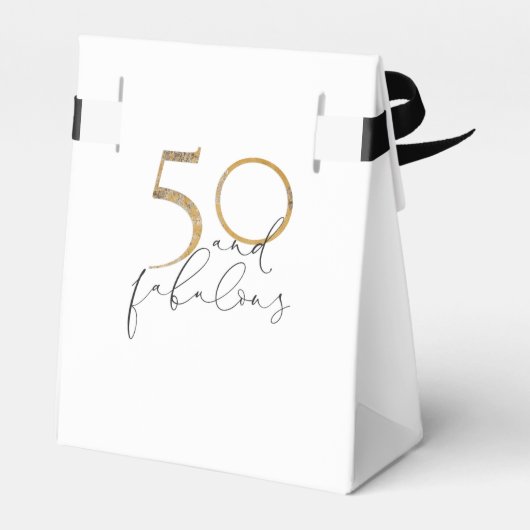 50 & onberispelijke Gold Glack & White Script Birt Bedankdoosjes (Achterkant)