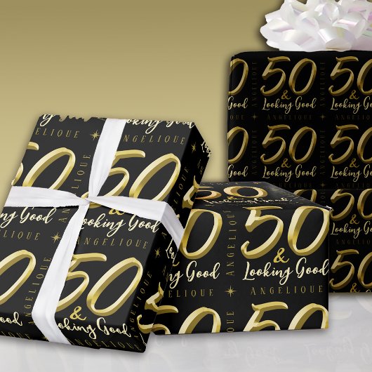 50 & op zoek naar goede gouden verjaardag cadeaupapier