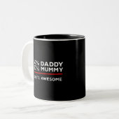 50% papa 50% Mummy 100% Geweldige Tweekleurige Koffiemok (Voorkant links)