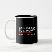 50% papa 50% Mummy 100% Geweldige Tweekleurige Koffiemok (Links)