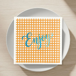 50 Paper Napkins - Nautical Checkered Pattern Servet