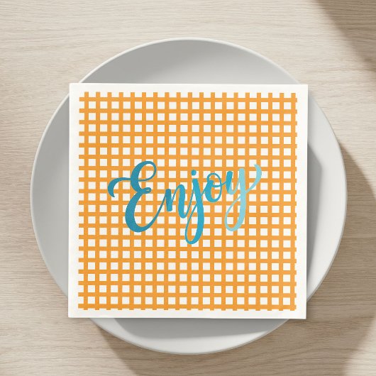 50 Paper Napkins - Nautical Checkered Pattern Servet