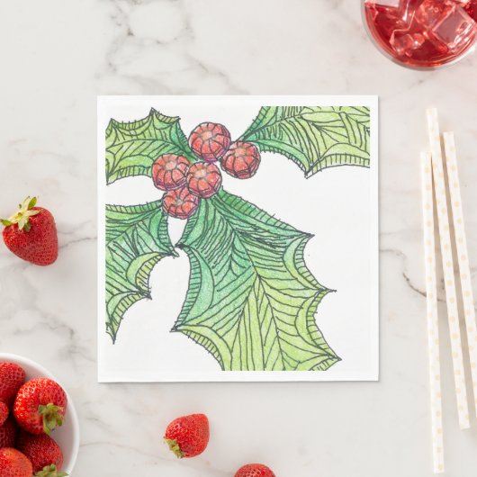 50 Papieren servetten Holly Jolly (Insitu)
