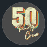 50-partijenbemanningen 50e verjaardag ronde sticker<br><div class="desc">50-partijenbemanningen 50th Birthday Group Friends Family Design Classic Round Sticker Classic Collectie.</div>
