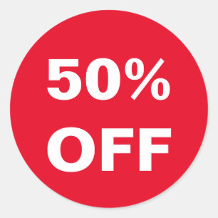 50 Percentage Off prijs Retail winkel verkoop stic Ronde Sticker