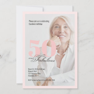 50 & Prachtig Roze 50e Verjaardagsuitnodiging Kaart