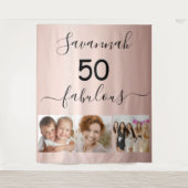 50 prachtige aangepaste foto verrassingsfeest roze wandkleed (Voorkant)