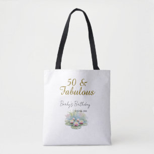 50 & prachtige gouden water lotus lelie aquarel tote bag