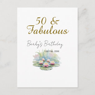 50 & prachtige gouden water lotus lelie waterverf  briefkaart