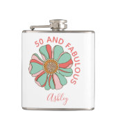 50 prachtige roze bloem heupfles (Voorkant)