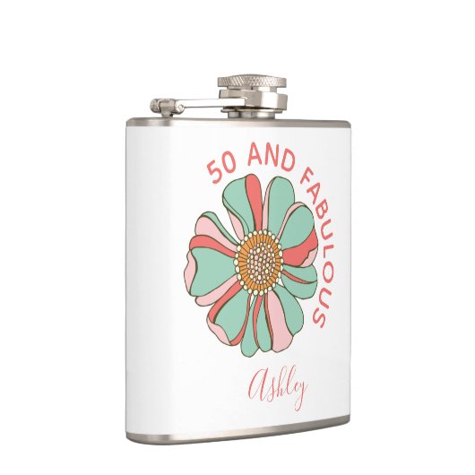 50 prachtige roze bloem heupfles (Rechts)