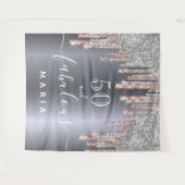 50 prachtige verjaardag glitter Silver roos Gold Wandkleed (Voorkant (horizontaal))