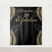 50 prachtige verjaardag goud zwarte palmen wandkleed (Voorkant)