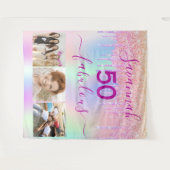 50 prachtige verjaardag roze paarse glitters foto wandkleed (Voorkant (horizontaal))