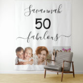 50 prachtige verjaardagsfoto, collage witte foto wandkleed (In situ)