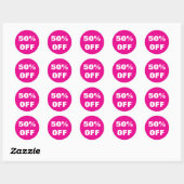 50 procent korting neon stickers voor verkoopactie (Vel)