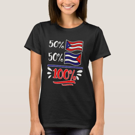 50 procent Puerto Rico 50 procent Cuba Cuban Puert T-shirt (Voorkant)