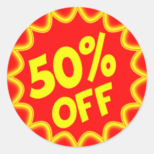 50 PROCENT VAN HET RETAILETIKET RONDE STICKER