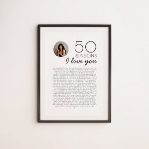 50 Redenen dat ik van je hou cadeau voor mijlpaal  Poster