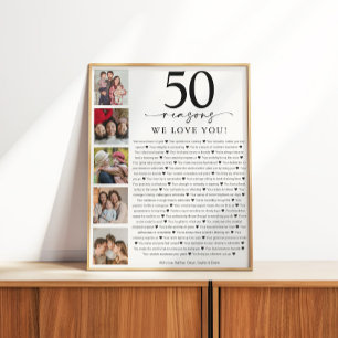 50 Redenen dat we van je houden Verjaardag of Jubi Perfect Poster