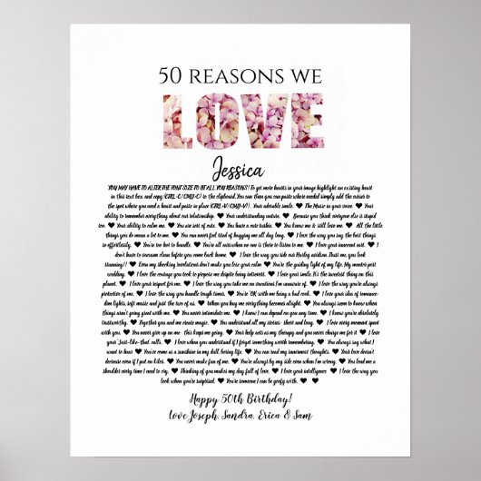 50 redenen die we van je houden omdat je verjaarda poster (Voorkant)