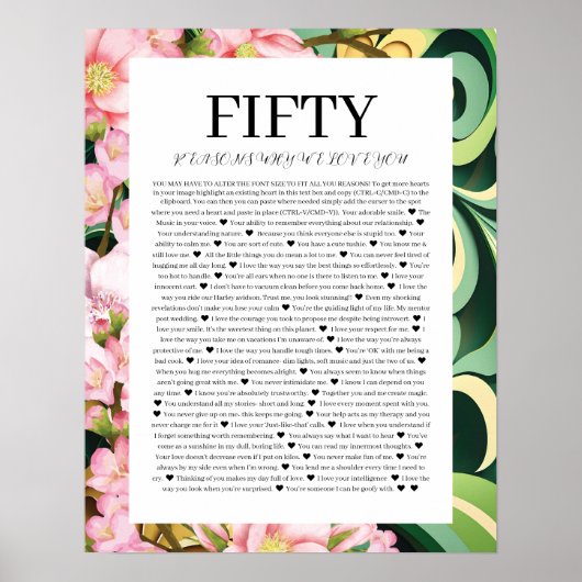 50 Redenen die we van je houden Poster (Voorkant)