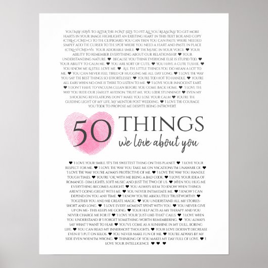 50 redenen waarom ik van je hou poster (Voorkant)