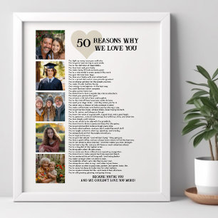 50 Redenen Waarom We Van Je Houden 50e Verjaardag Poster