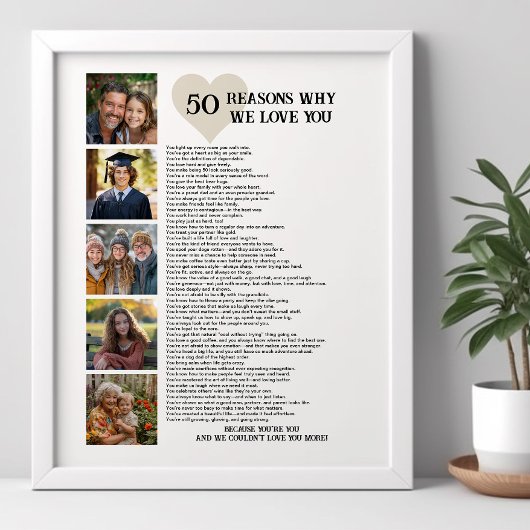 50 redenen waarom we van je houden 50ste verjaarda poster